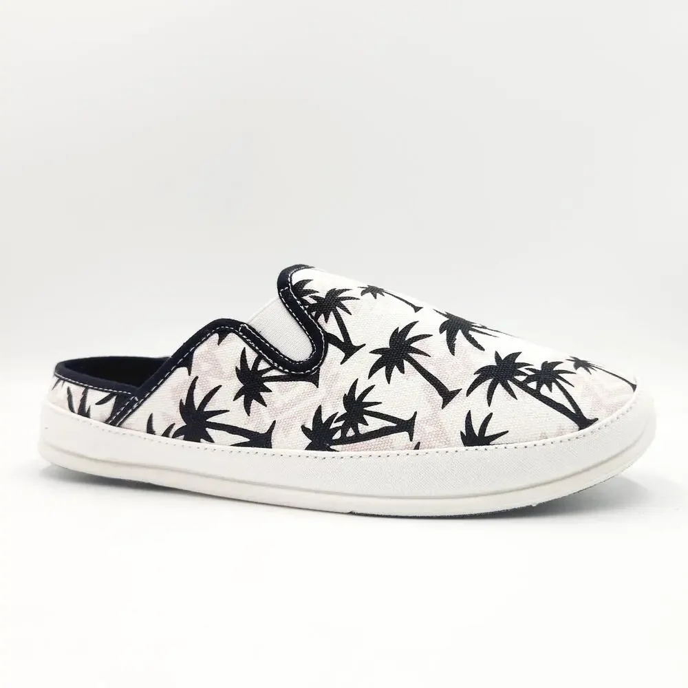 Deer Stags Men's White Palm Print Canvas Spike Indoor/Outdoor Slippers Size 10